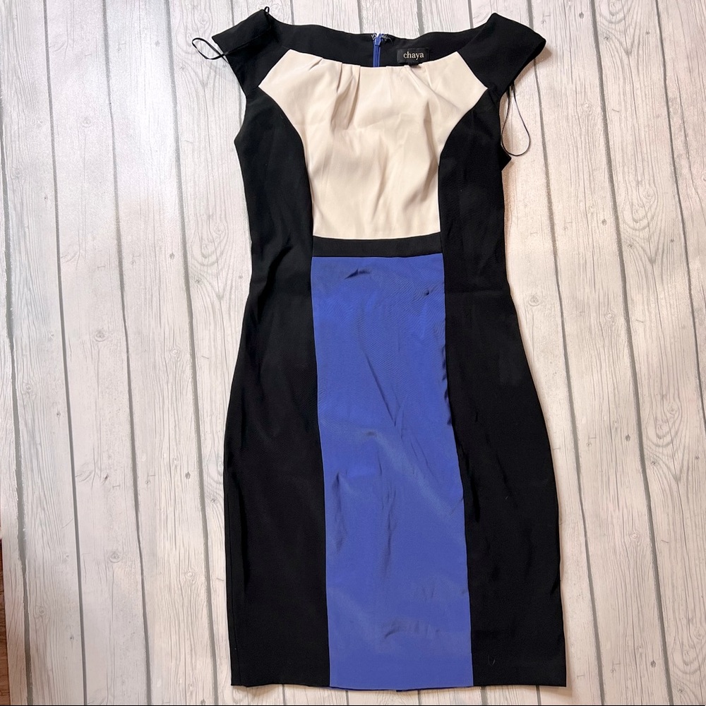Chaya womens geometric block dress pencil skirt bodycon size 8